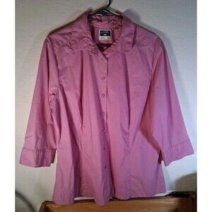 Shirt Riders by Lee Women's Easy Care Plus Size XL Pink Button Up